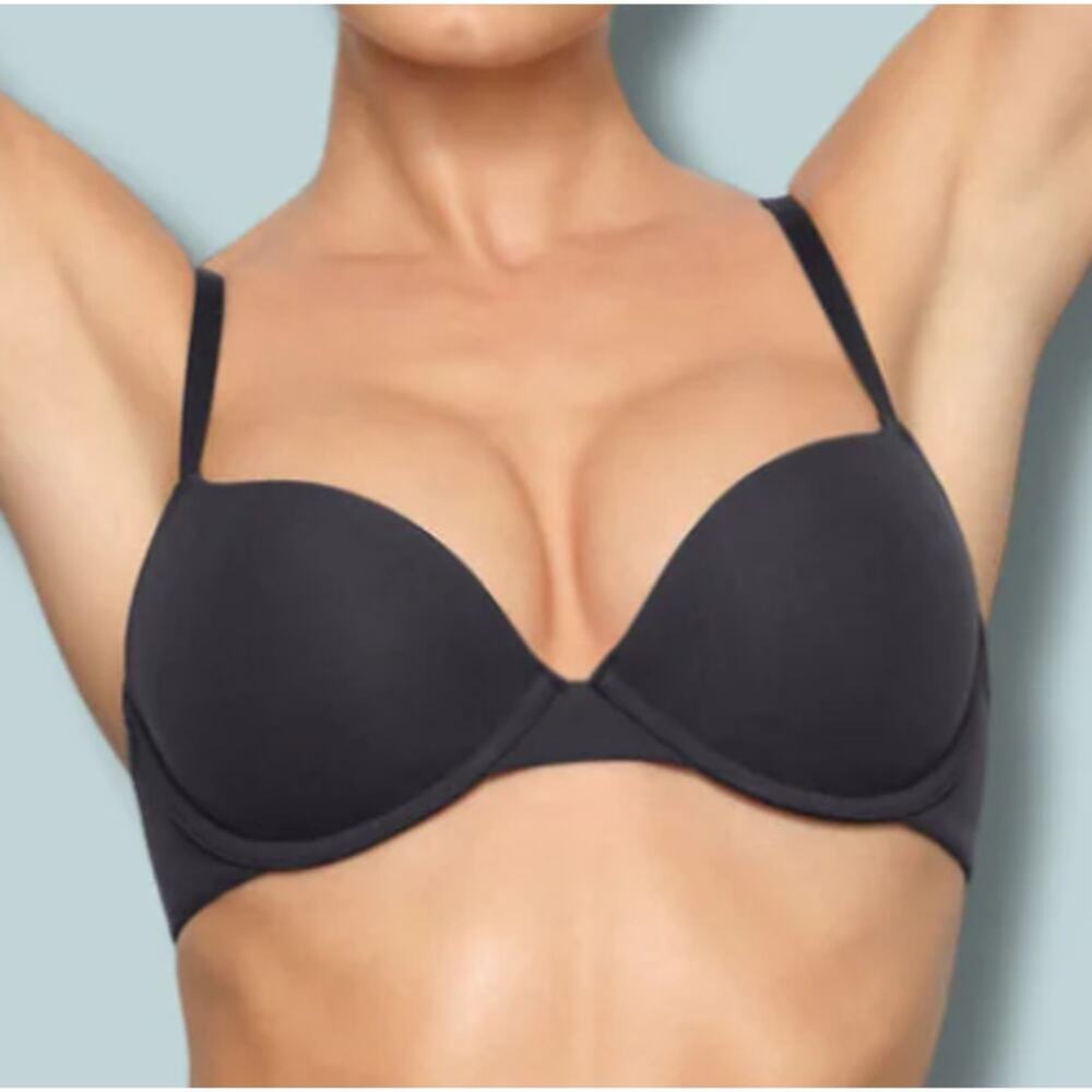 NEW SKIMS Onyx Fits Everybody Push Up Demi Bra Size 34DD Black